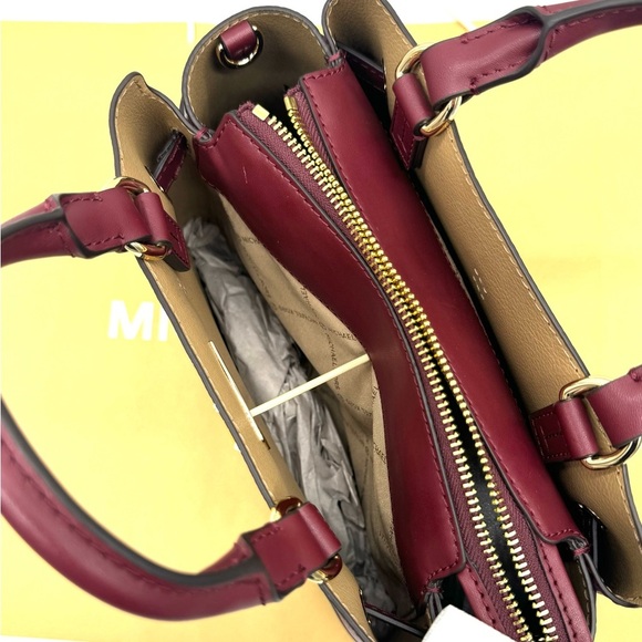 Michael Kors Reed Small Satchel Crossbody Bag Dark Cherry - Picture 8 of 11